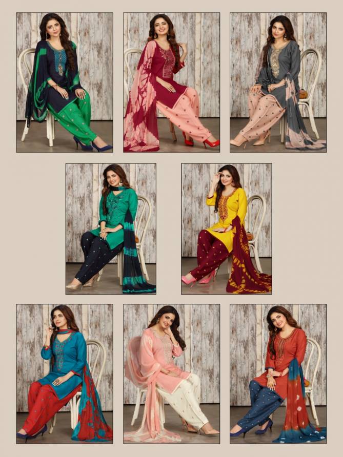 Satrangi Latest Casual Wear Rayon Worked Top With Salwar And Nazneen Dupatta Readymade Collection
